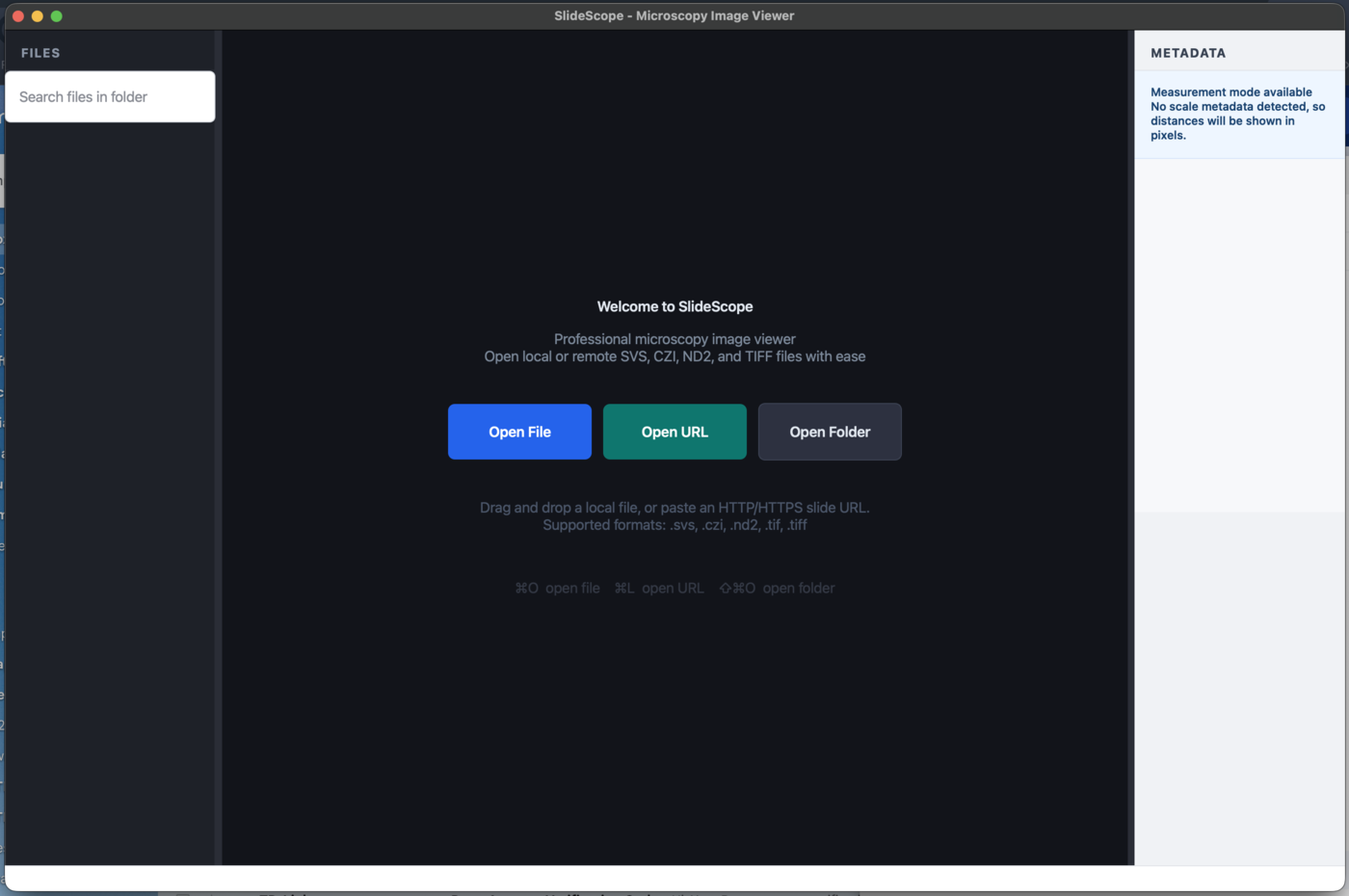 SlideScope open on macOS after installation.