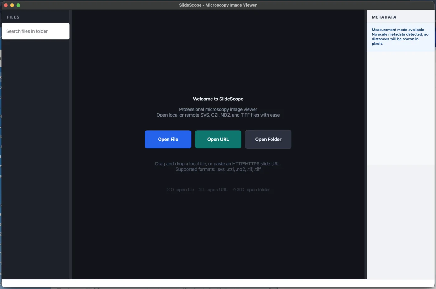SlideScope open on macOS after installation.