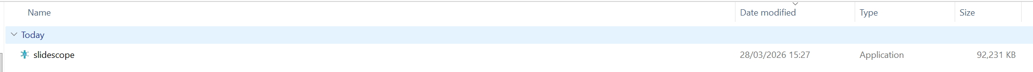 Downloaded SlideScope file shown in the browser download bar.