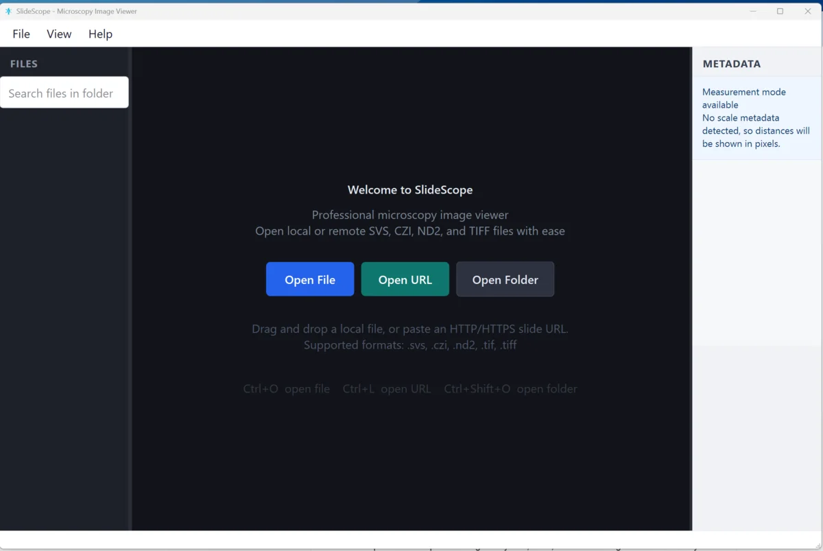 SlideScope open on Windows after clicking Run anyway.